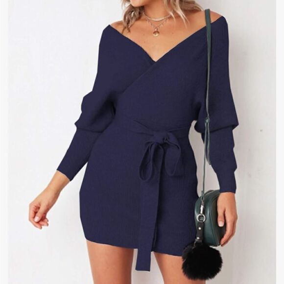 Off the shoulder bodycon sweater dress - Picture 2 of 2
